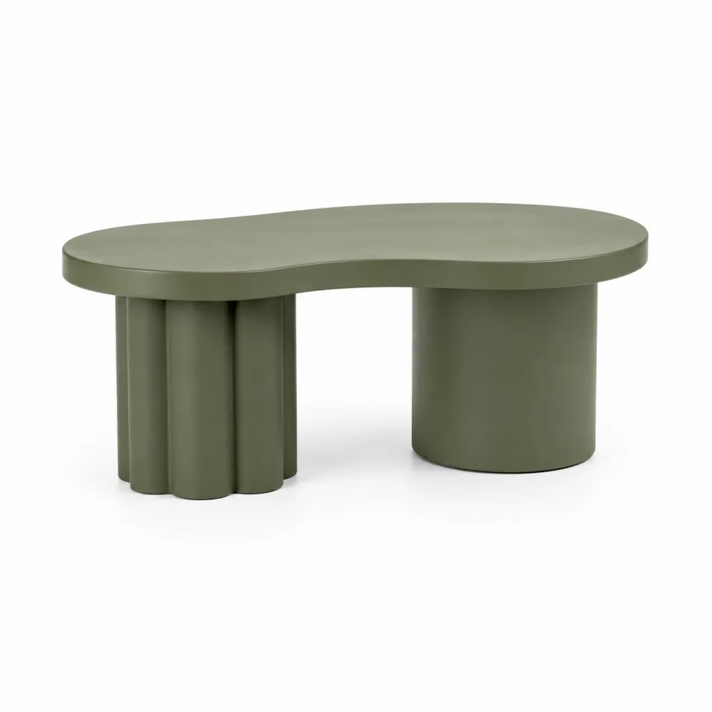 Table basse ovale en MDF vert olive 120 x 60 x 40 cm