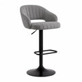 Tabouret de bar réglable en velours polyester gris avec dossier incurvé 50 x 52 x 87-109 cm
