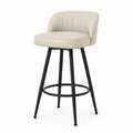 Tabouret de bar avec dossier en similicuir PU beige pieds en acier noir 49 x 54 x 105 cm