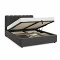 Lit coffre 160 x 200 cm en polyester gris anthracite rectangulaire